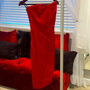 Red Bebe silk dress